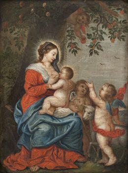 826.  ESCUELA FLAMENCA, SIGLO XVIIDescanso en la Huída a Egipto con la Virgen el Niño, San Juanito y ángeles