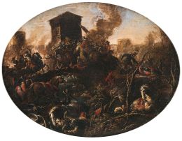 833.  ESCUELA ITALIANA, PRIMERA MITAD DEL SIGLO XVIIEscena de batalla