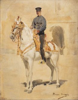917.  PLÁCIDO FRANCÉS Y PASCUAL (Alcoy, Alicante, 1834-Madrid, 1902)Soldado a caballo