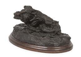 1389.  Ángel Laprise (S. XX)."Agarre de un jabalí".Bronce, firmado y fechado "Laprise 79".