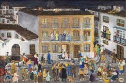 963.  MANUEL BLASCO (Málaga, 1899 - Torremolinos, 1992)Fiestas de un pueblo, 1974
