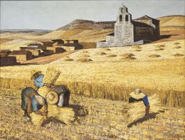 955.  JOSÉ MARÍA CASTILVIEJO (1925 - 2004)Recogiendo la cebada, 1970