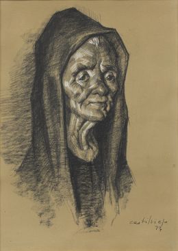 956.  JOSÉ MARÍA CASTILVIEJO (1925 - 2004)Retrato de anciana, 1973
