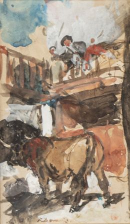 937.  FRANCISCO DOMINGO Y MARQUÉS (Valencia, 1842 - Madrid, 1920)Apunte taurino