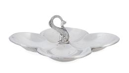 1403.  Almendrero de plata con tritón. Con marcas.España, S. XX.