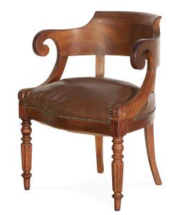 1083.  Butaca de buró Louis Philippe de madera de caoba y otras maderas.Trabajo francés, h. 1840.