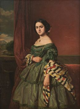 826.  FRANCISCO DÍAZ CARREÑO (Sevilla, 1836-1903)Retrato señorita Soriano