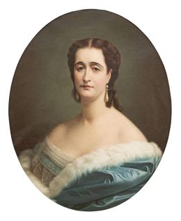 827.  JOSÉ DÍAZ Y PALMA (Escuela española, siglo XIX)Retrato de Mª Eugenia de Montijo