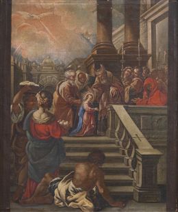 844.  CRISTOBAL DE SALCEDA (Escuela española, siglo XVIII)Presentación de la Virgen en el Templo