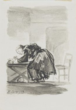 785.  FRANCISCO LAMEYER Y BERENGUER (Puerto de Santa María, Cádiz, 1825- Madrid, 1877)Anciana en su salón