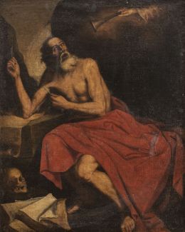 846.  SEGUIDOR DE JUSEPE DE RIBERA, SIGLO XVIISan Jerónimo escuchando la trompeta del Juicio Final