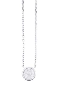 203.  Colgante circular cuajado de brillantes, con cadena fina