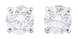 279.  Pendientes dormilonas con brillantes de 0,40 ct aprox cada uno
