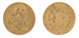 407.  Moneda ocho escudos de Fernando VII en oro. 1809  México. HJ