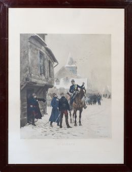 814.  EDOUARD JEAN BAPTISTE DETAILLE  (Francia, 1848-1912); ALPHONSE NEUVILLE  (Francia, 1835-1885) L'Alerte. Impreso y publicado por Goupil & Cie, editado en 1878Le Déserteur.  Impreso y publicado por Goupil & Cie, editado en 1881 en Londres, Paris y La Haya