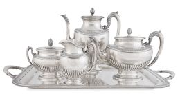 1159.  Juego de café y té de plata española, ley 900. Con marcas
