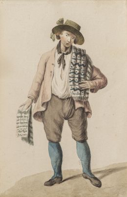 796.  ANÓNIMO, H. 1800"Aldeano" y "Anciana con niño y conejo"