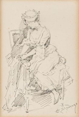 919.  RAIMUNDO DE MADRAZO Y GARRETA (Roma, 1841-Versalles, 1920)Dama sentada