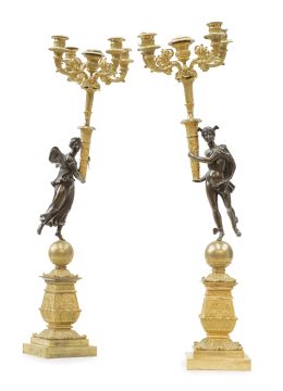 1223.2.  Pareja de candelabros restauración de cinco brazos de luz d