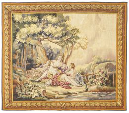 1068.  Escena pastoril.
Tapiz en lana.
Aubusson, Francia, S. XIX.