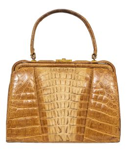 362.  Bolso vintage de cocodrilo en dos tonos de color tabaco cla