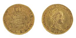 327.  Moneda de ochenta reales de Isabel II en oro. 1858. B. P.S