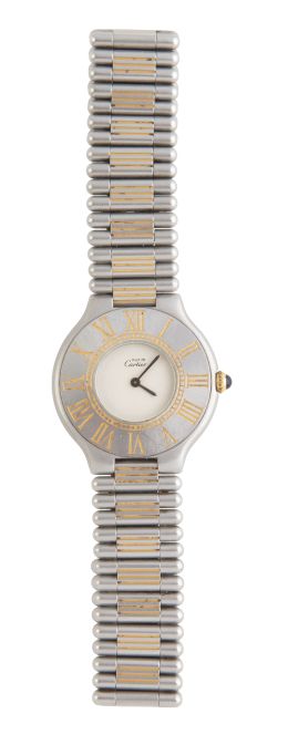 344.  Reloj Must de CARTIER modelo 21 en acero, año 1990
