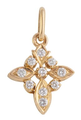 177.  Cruz colgante de brillantes con diseño a modo de estrella