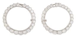 318.  Pendientes criollas de brillantes estilo Art-Decó con tamañ