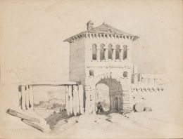 806.  PABLO GONZALVO PÉREZ (Zaragoza, 1827-Madrid, 1896)Vista de un pueblo