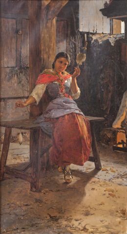 815.  ANSELMO GUINEA UGALDE (Bilbao, 1855 - 1906)La hilandera