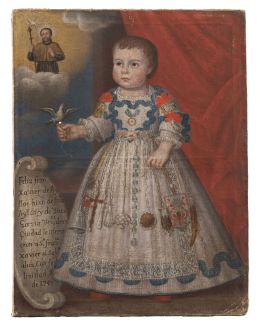 775.  ANÓNIMO, SIGLO XVIIIExvoto de Francisco Javier de Ayllón, hijo de Francisco Ayllón e Inés García, con san Francisco Javier1747