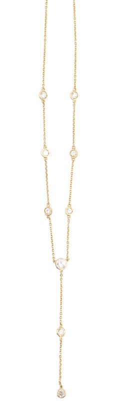 43.  Collar de cadena de chatones de brillantes, de cuyo centro 
