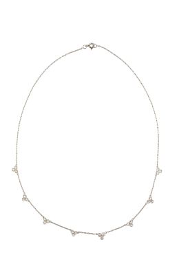 97.  Gargantilla de tríos de diamantes alternos con cadena de pl