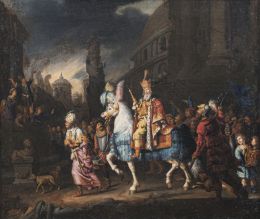 757.  GIJSBERT JANSZ SIBILLA (Weesp, 1598- 1655)Triunfo de MordecaiMediados del siglo XVII