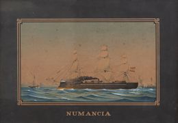 801.  JOAN MONJO (Mahón, 5 de junio de 1818 - Vilassar de Mar, 7 de junio de 1884)Fragata Numancia