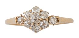 5.  Sortija ff. S. XIX con diseño de flor de brillantes de talla antigua