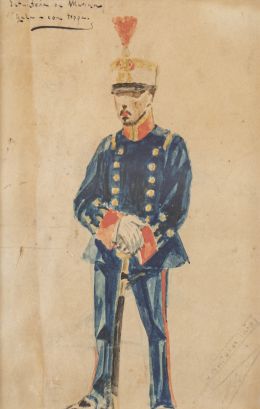 816.  MARIANO BERTUCHI (Granada, 1885-Tetuán, 1955)Estudio de tres uniformes militares