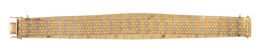 162.  Brazalete de malla flexible italiana años 60 en oro de tres