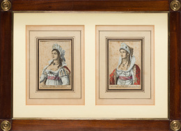 376.  ESCUELA FRANCESA, SIGLO XIXRetrato de la princesa Sofía Dorotea de Württemberg y  Retrato de Marie Julie Clary, reina de Nápoles y Sicilia.