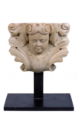 1014.  Mascarón de mármol.Trabajo italiano, S. XVII.