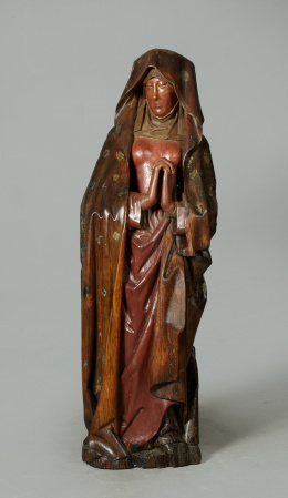 461.  “Virgen orante”Madera tallada y policromada.Escuela flamenca, S. XV.