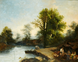 283.  ESCUELA SEVILLANA, SIGLO XIXPaisaje fluvial..