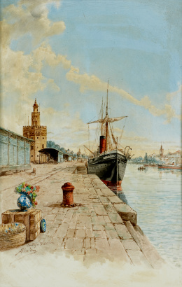 723.  RAMÓN ALORDA PÉREZ (Barcelona, 1848 - 1899)Vista de Sevilla