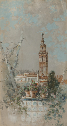 917.  RAMÓN ALORDA PÉREZ (Barcelona, 1848 - 1899)Terraza sevillan