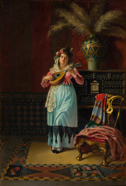 920.  ESCUELA ESPAÑOLA, SIGLO XIXDama con mandolina