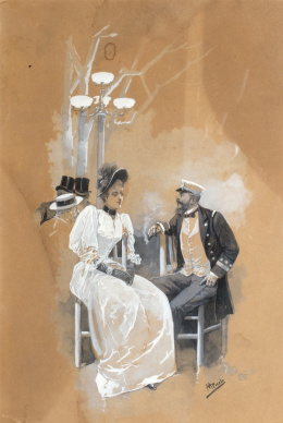 573.  MANUEL PICOLO LÓPEZ (Murcia, 1855-1912)Personajes charlando