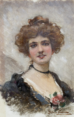 829.  PEDRO SAINZ SAINZ (Málaga, 1863-1927)Dama elegante
