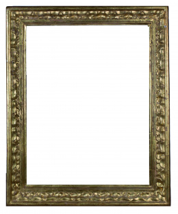 986.  Marco en madera de nogal tallado y dorado con decoración de hojas cactiformes.España, S. XVII.