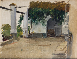 984.  MANUEL BENEDITO Y VIVES (Valencia, 1875- Madrid, 1963)Apunte patio valenciano.